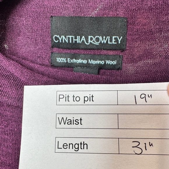 Cynthia Rowley Extra Fine Merino Wool Top Plum - Picture 8 of 8